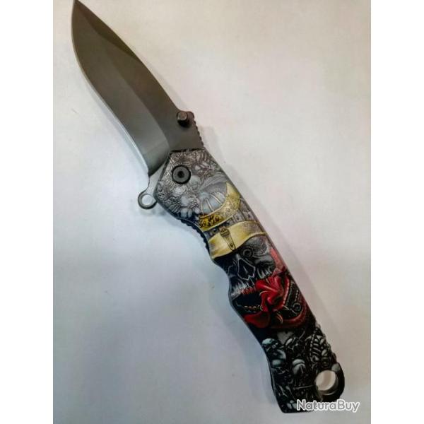 COUTEAU TACTIQUE CRANE TRIBAL AZTEC MAYA