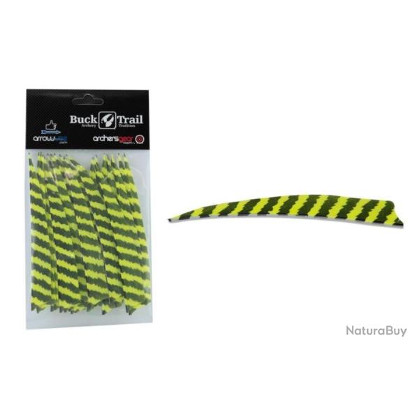 PLUME NATURELLE SHIELD DROITE 5" - JAUNE FLUO TIGRE (x6)