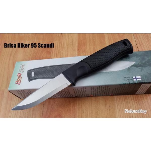 Couteau Brisa Hiker 95 Scandi Lame Acier 12C27 Manche FRN Etui Cuir Made Finland BRI23001