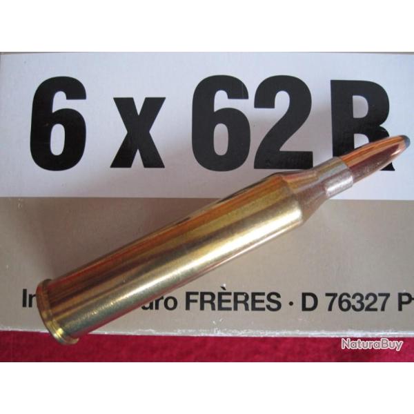 Pour collection vends UNE cartouche 6x62 R Fr�res, fabrication originale MEN TM 6,5g