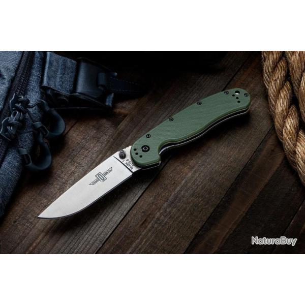 Couteau Ontario RAT Model 1 Foliage Green Lame Acier AUS-8 Manche FRN Linerlock Clip ON8848FG