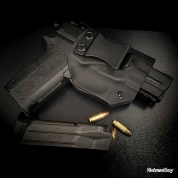 Etui Kydex - Holster Kydex GAUCHER INSIDE GARROT pour SIG SAUER SIGPRO 2022 GEN1 & GEN2 (IWB)