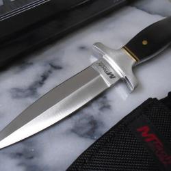 Couteau de Botte Dague MTech Boot Dagger Lame Acier 440 Manche Bois Etui Nylon MT2003