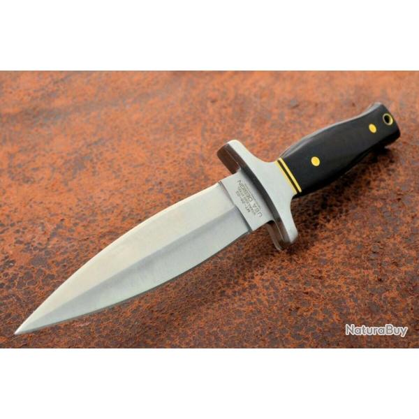 Couteau de Botte Dague MTech Boot Dagger Lame Acier 440 Manche Bois Etui Nylon MT2003