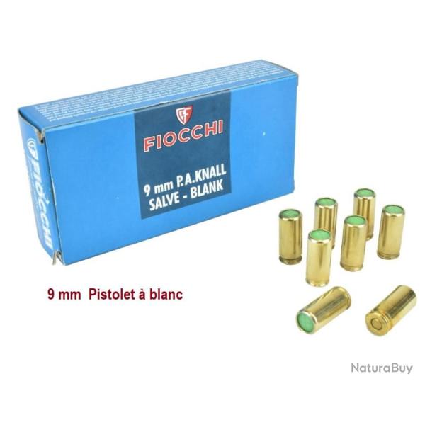 50 Cartouches de Dfense Fiocchi Cal. 9 mm PAK  Blanc  PISTOLET