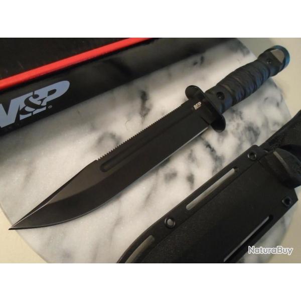 Couteau de Combat Smith&Wesson M&P Specials Ops Lame Acier 8Cr13MoV Manche Abs Etui FRN SW1122584