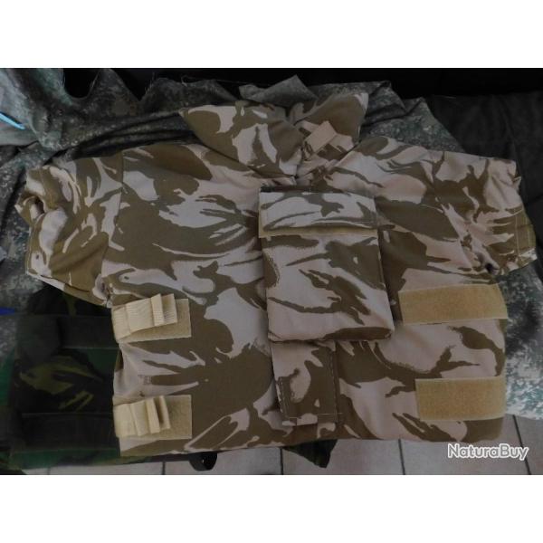 Gilet pare balles desert complet en 3A + 2 plaques ceramique de niveau 3 contre les armes de guerre.