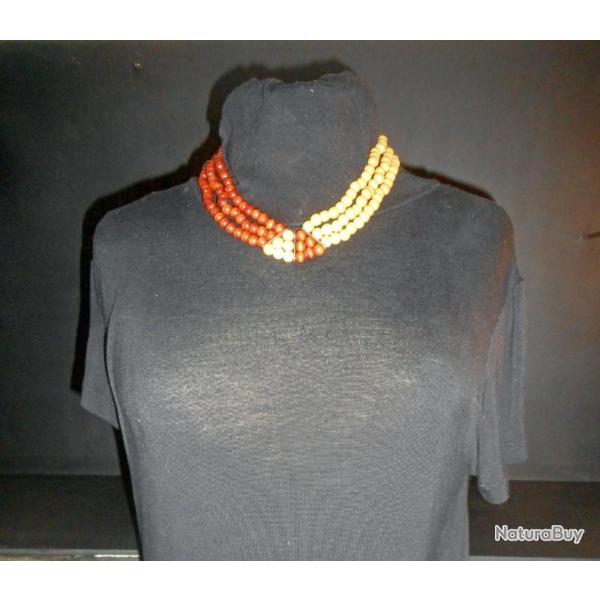 COLLIER / TOUR DE COU ETHNIQUE TIBET BOIS DE SANTAL