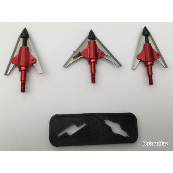 Paquet de 3 pointes chasse 2 lames Nap  BloodRunner DeepSix 100 grains