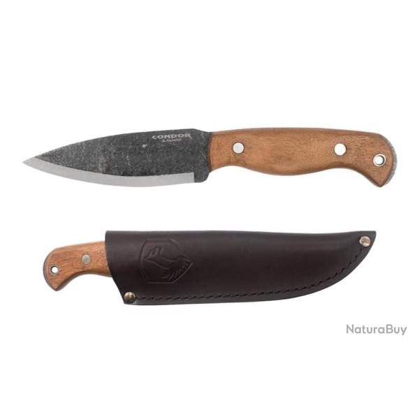 Couteau Bushcraft Condor Wayfinder Lame Acier Carbone 1095 Manche Noyer Etui Cuir CTK283052HC