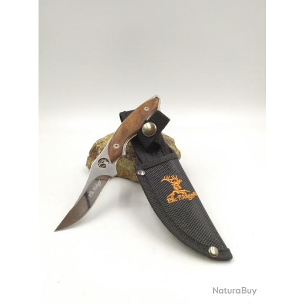 Couteau lame fixe Manche en Bois  avec  Etui en Nylon ER538071