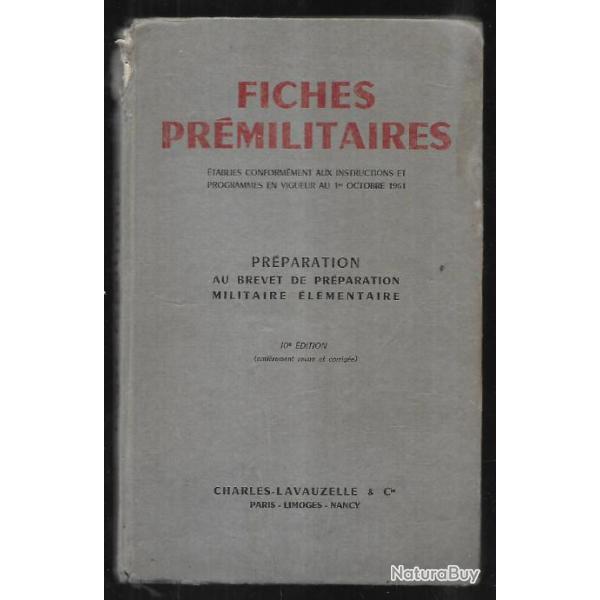 fiches pr�militaires pr�paration au brevet de pr�paration militaire �l�mentaire 1961