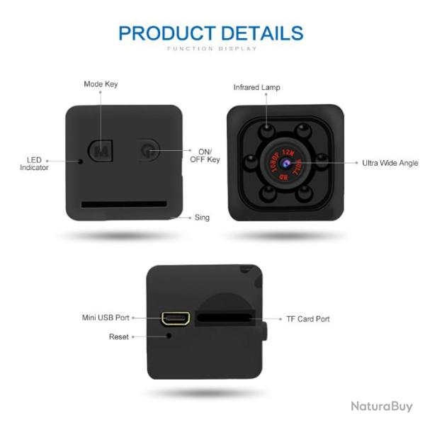 Mini Cam�ra Sport Chasse Action S�curit� HD Etanche Portable Voiture 720P