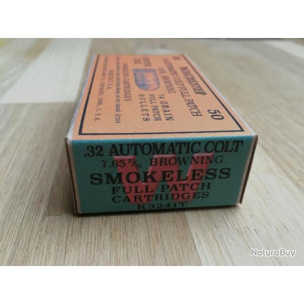 R�plique boite VIDE Winchester pour 50 munitions 7.65 .32ACP Automatic Colt Pistol Full Patch 74gr