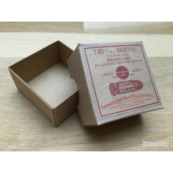 R�plique de boite Remington UMC pour 25 munitions 7.65 .32ACP Smokeless Central Fire Cartridges