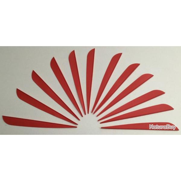 Lot de 12 plumes plastiques (vanes) AAE Elite Plastifletch EP50 4,75 pouces (12.06cm) Rouge
