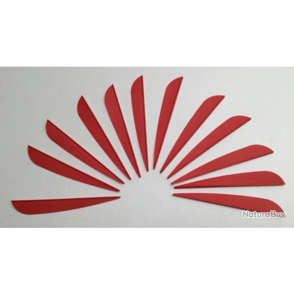 Lot de 12 plumes plastiques (vanes) AAE Elite Plastifletch EP40 3.8 pouces (9.65cm) Rouge