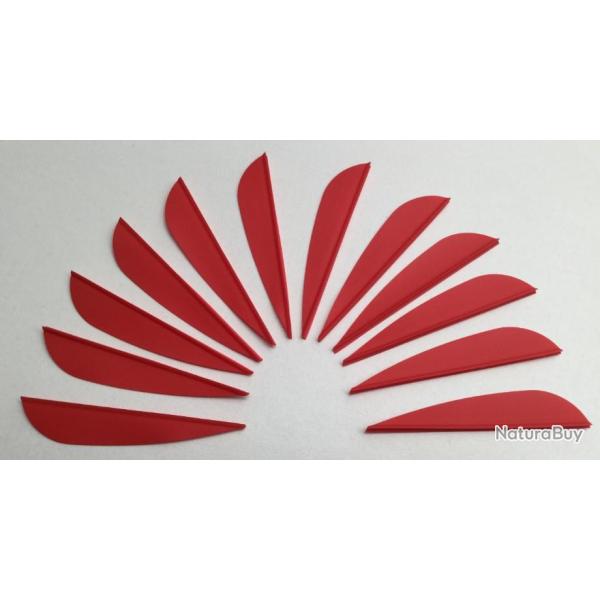 Lot de 12 plumes plastiques (vanes) AAE Elite Plastifletch EP26 2.7 pouces (6.85cm) Rouge