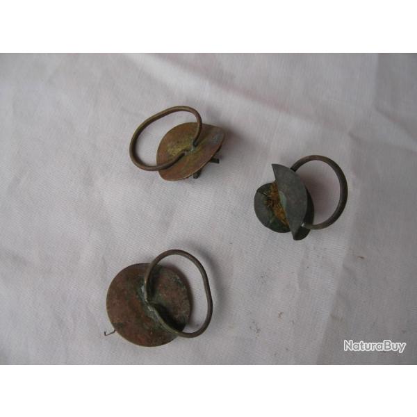 WW1 FRANCE LOT DE 3 BOUCHONS DE TRANSPORT POUR 75 MM RELIQUE DE COMBATS