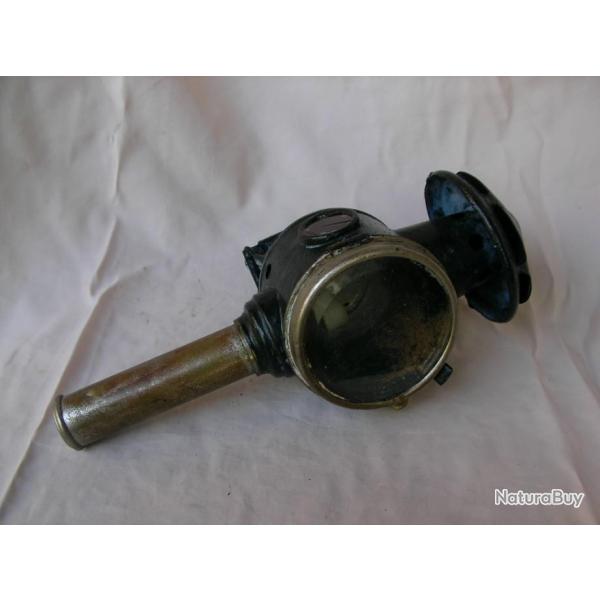 WW1/PREWAR LANTERNE ANCIENNE DE CALCHE NOIRE VERRE ROUGE VERT TRANSPARENT 25 cm