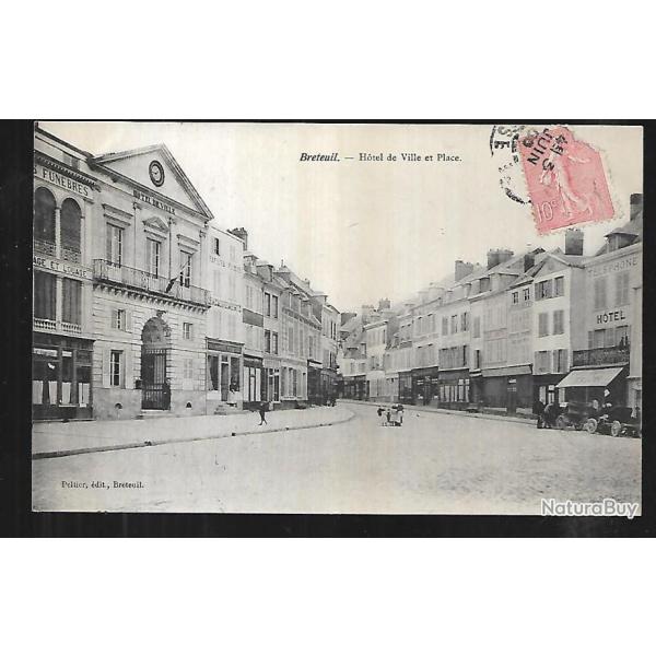 breteuil hotel de ville et place , commerces , oise , picardie