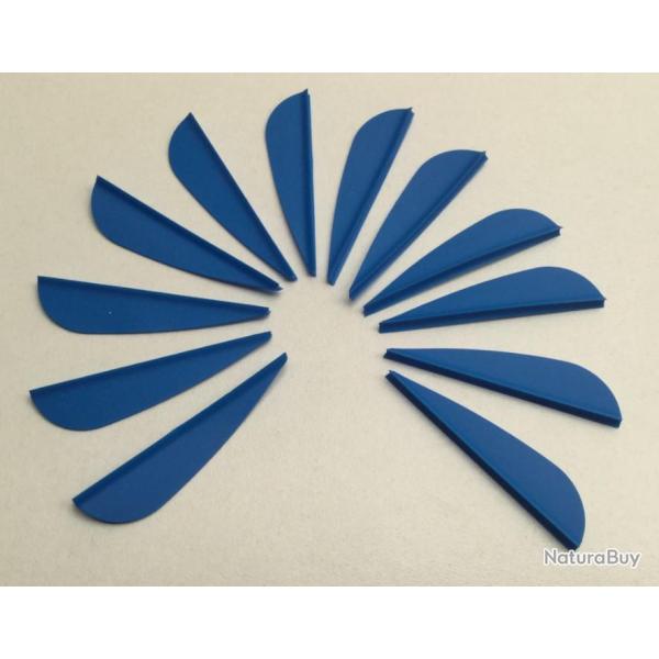 Lot de 12 plumes plastiques (vanes) AAE Elite Plastifletch EP16 1.75 pouces (4.44cm) Bleu