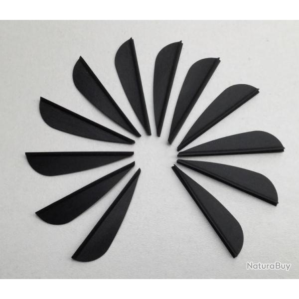Lot de 12 plumes plastiques (vanes) AAE Elite Plastifletch EP16 1.75 pouces (4.44cm) Noire