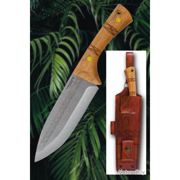 Couteau Bushcraft Condor Pictus Lame Acier Carbone 1095 Manche Bois Etui Cuir Salvador CTK394161HC