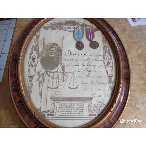 cadre g�nie inscrit 418� r�giment pionnier m�daille prisonnier d�port� Vosges 1940 lib�ration France