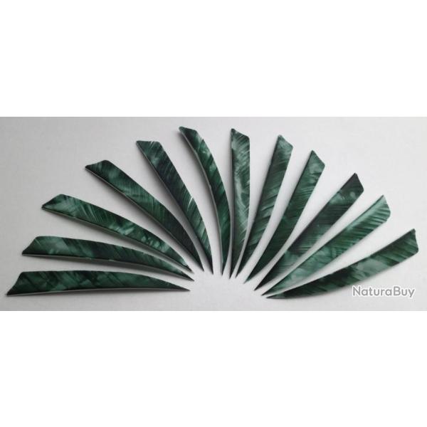 Lot de 12 Plumes Naturelles Shield 5 pouces Camo Vert-Blanc
