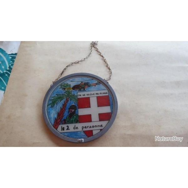 VITRAIL INSIGNE 1 RI SARREBOURG SERTI AU PLOMB TRES RARE