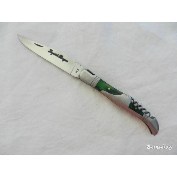 couteau Laguiole Bougna manche bois park�ris� vert et m�tal