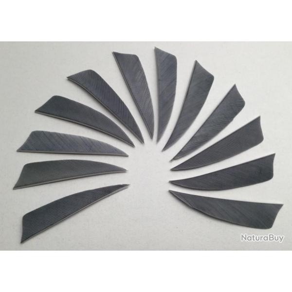 Lot de 12 Plumes Naturelles Shield 3 pouces Gris