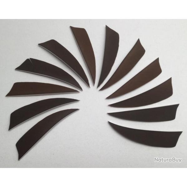 Lot de 12 Plumes Naturelles Shield 3 pouces Marron Fonc�