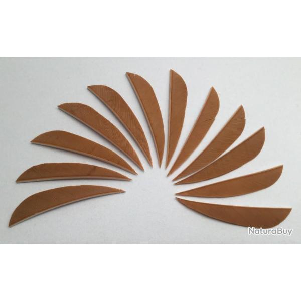 Lot de 12 Plumes Naturelles Paraboliques 3 pouces Marron Caramel