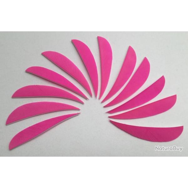 Lot de 12 Plumes Naturelles Paraboliques 3 pouces Rose