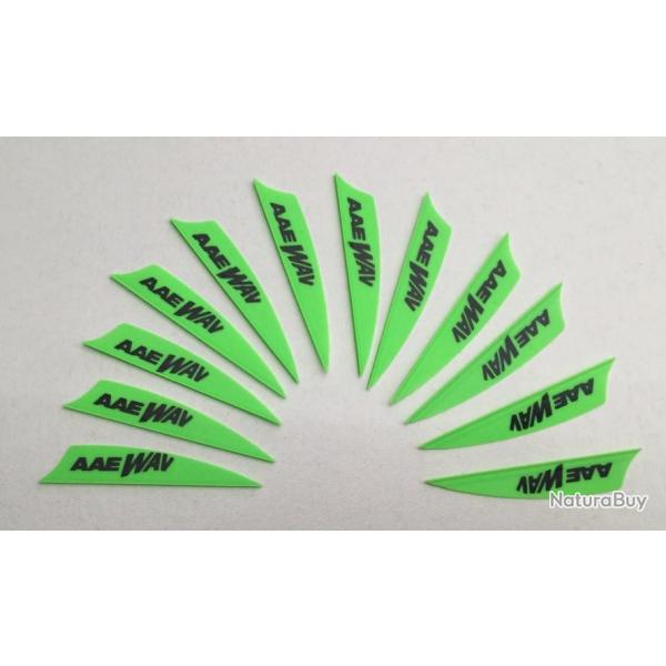 Lot de 12 plumes plastique (vanes) AAE Wav 2.0 Vert
