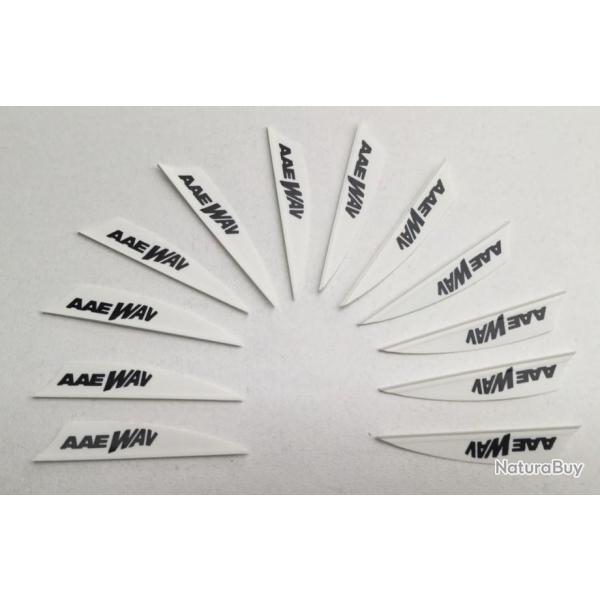 Lot de 12 plumes plastique (vanes) AAE Wav 2.0 Blanc