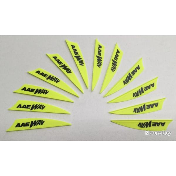 Lot de 12 plumes plastique (vanes) AAE Wav 2.0 Jaune