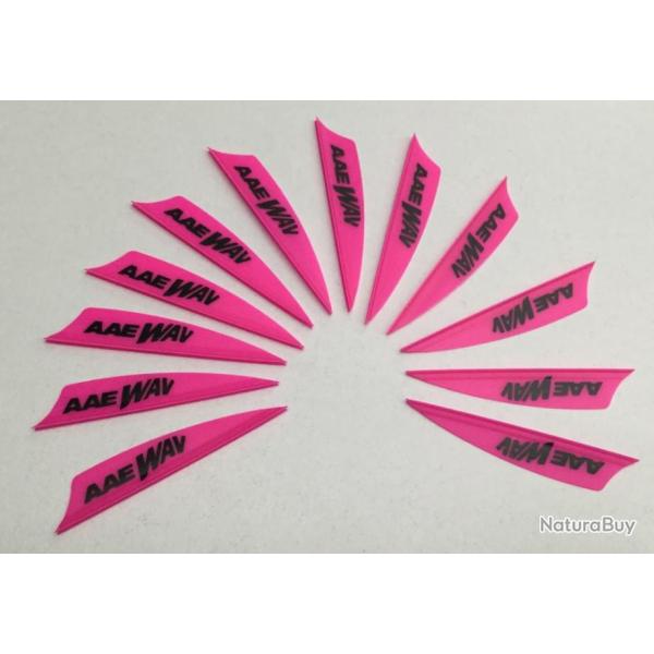 Lot de 12 plumes plastique (vanes) AAE Wav 2.0 Rose
