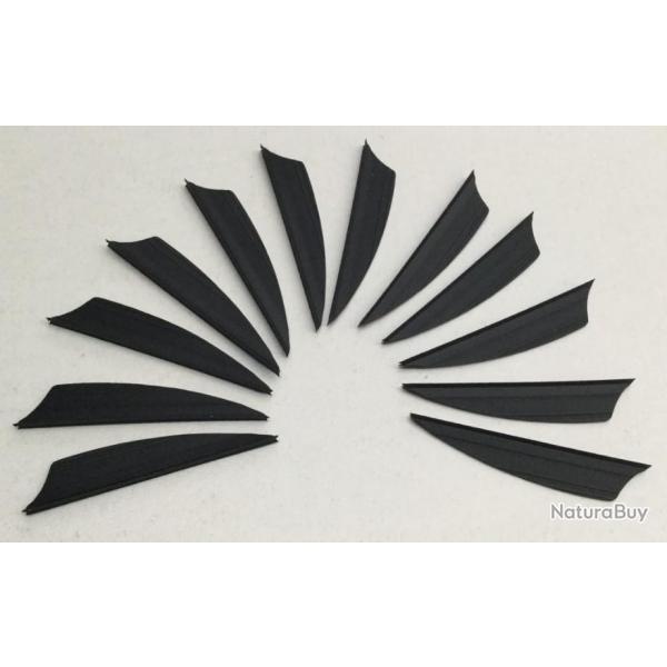 Lot de 12 plumes plastique (vanes) AAE PlastiFletch Max PM20 Shield Cut Noire