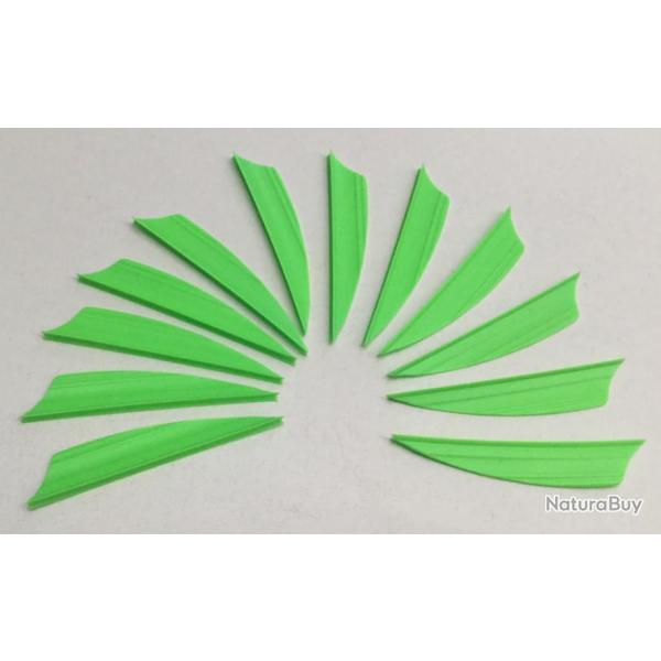Lot de 12 plumes plastique (vanes) AAE PlastiFletch Max PM20 Shield Cut Vert sans marquage