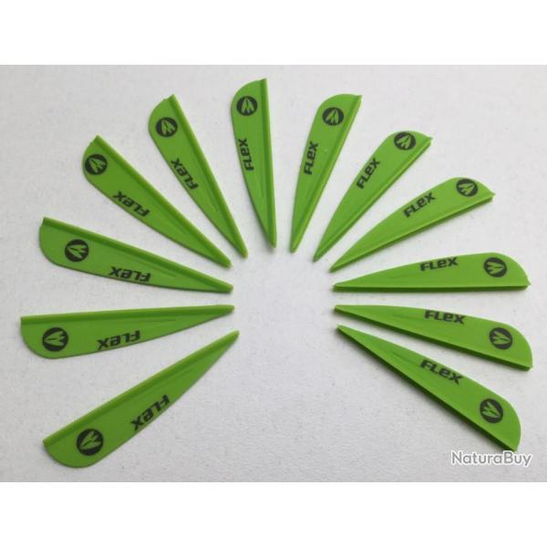 Lot de 12 plumes plastique (vanes) Flex F-43-P Vert Clair