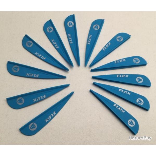 Lot de 12 plumes plastique (vanes) Flex F-43-P Bleu Clair