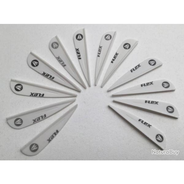 Lot de 12 plumes plastique (vanes) Flex F-43-P Blanc