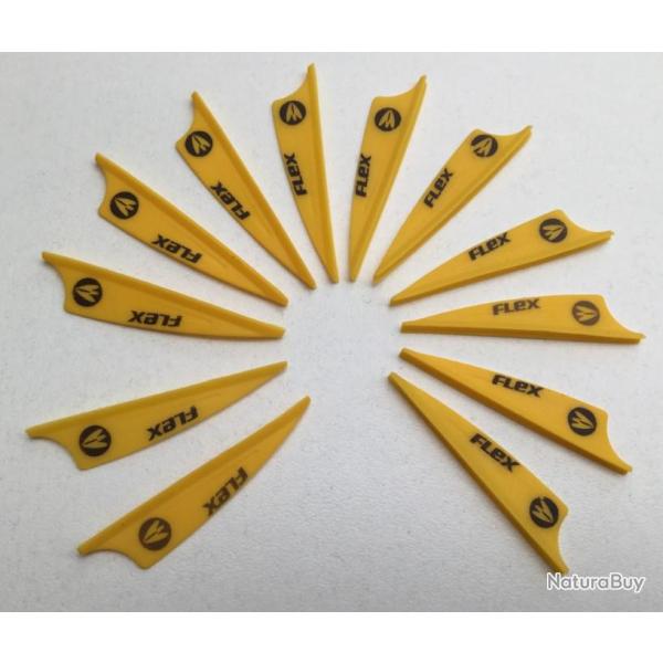 Lot de 12 plumes plastique (vanes) Flex F-43-S Jaune