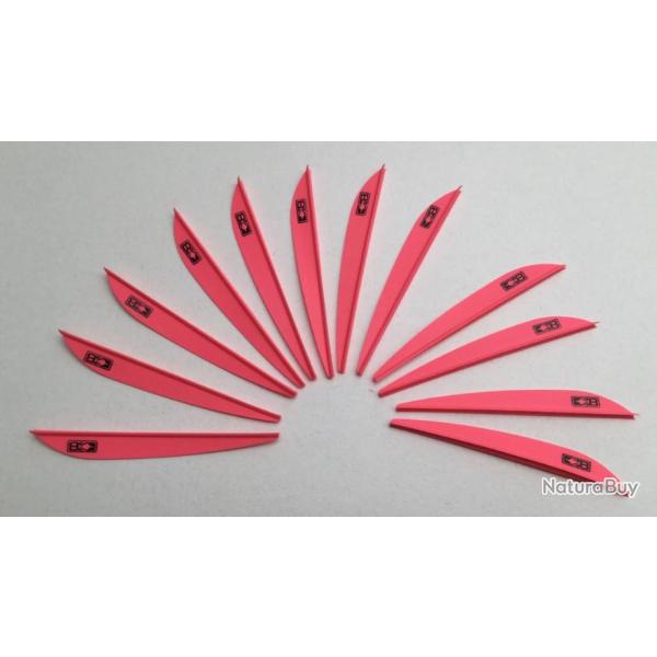 Lot de 12 plumes plastique (vanes) Bohning Impulse 3 pouces Rose