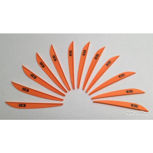 Lot de 12 plumes plastique (vanes) Bohning Impulse 3 pouces Orange Gold