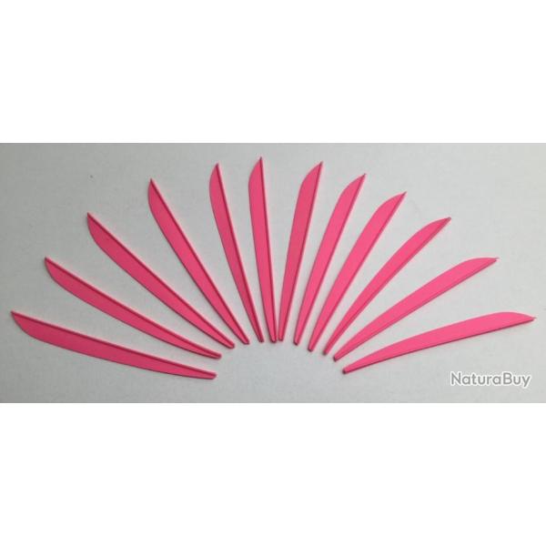 Lot de 12 plumes plastique (vanes) Bohning Impulse 4 pouces Rose