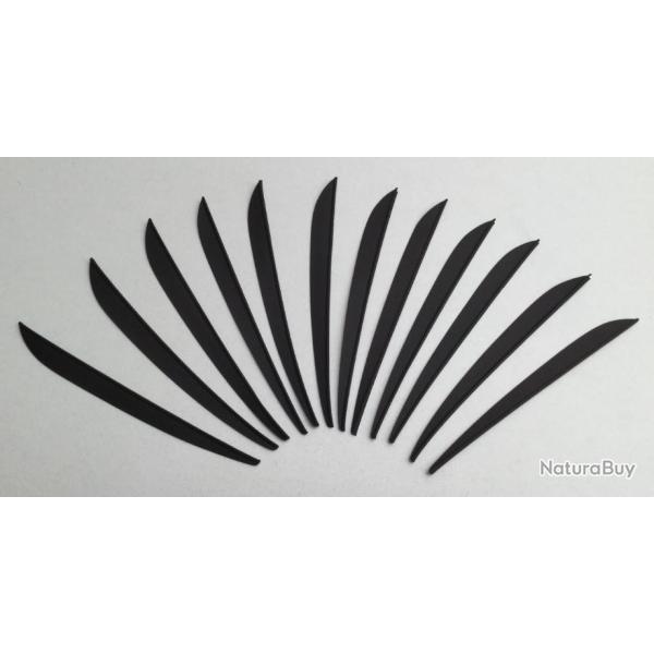 Lot de 12 plumes plastique (vanes) Bohning Impulse 4 pouces Noire